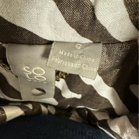Solo Moda metallic brown zebra linen lightweight trench coat size 6 - Picture 5 of 7